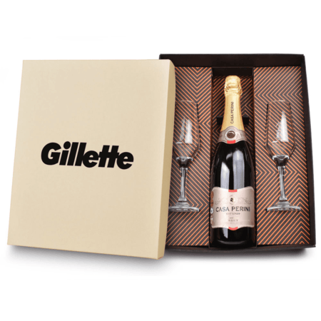 Kit Bebida Personalizado - Casa Perini 750 mL Brut e 2 Taças Clássicas