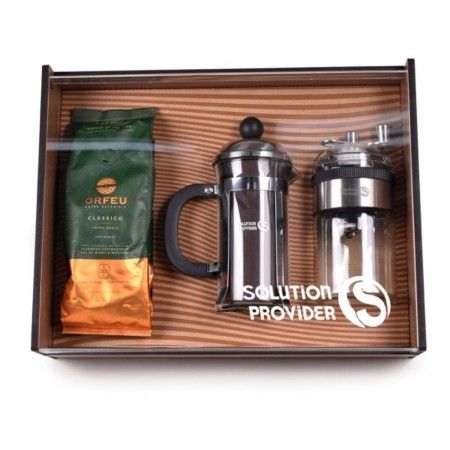 Kit café - Prensa Francesa, Moedor e Café em Grãos