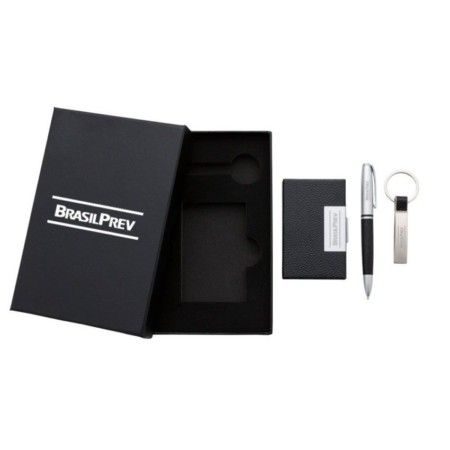 Kit Porta Cartão, Chaveiro e Caneta - Monaco