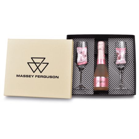 Kit Bebida Personalizado - Freixenet 200 mL Italiana, 2 Taças Clássicas e 2 Bombons Montevergine Cereja