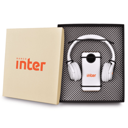 Kit Tecnologia Personalizado - Fone de Ouvido e Power Bank  de 10.000 mAh