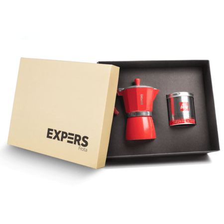 Kit Cafeteira Vermelha Tipo Italiana de 6 doses com Lata de Café Illy de 125 g
