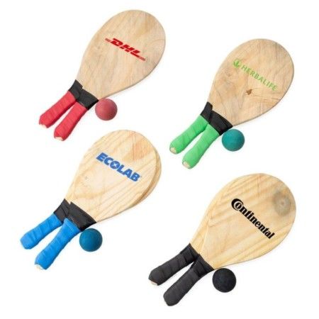 Kit Frescobol com 2 Raquetes e 1 Bolinha de Borracha