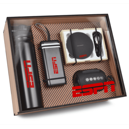 Kit Tecnologia Personalizado - Garrafa, Caixa Acústica, Carregador por indução e Power Bank de 20.000 mAh