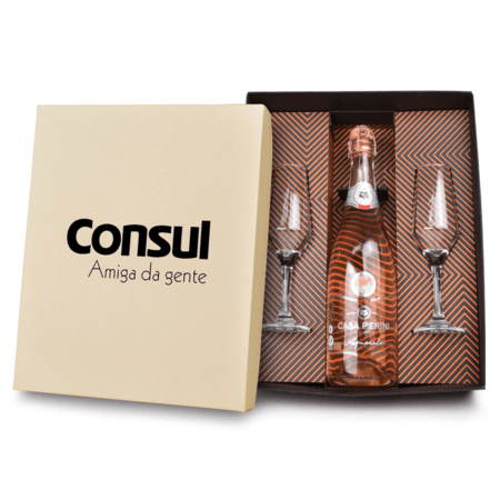 Kit Bebida Personalizado - Casa Perini 750 mL Aquarela e 2 Taças Clássicas