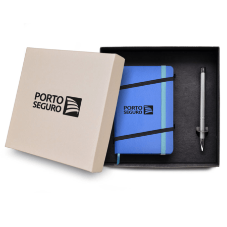Kit Caderneta Tipo Italiana 9 x 14 cm com Caneta Metálica - Linha Clássica