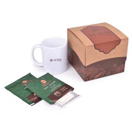 Kit Café - Caneca de Cerâmica Branca e 2 Sachets de Drip Coffee