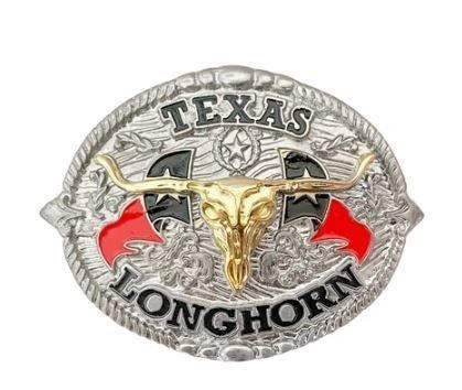 Fivela de Cinto Country Texas Longhorn com Caveira Tradicional