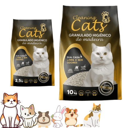 AREIA GRANULADO HIGIÊNICO DE MADEIRA PARA GATOS E ROEDORES 2,5 KG E 10 KG (EMB LIVRE)