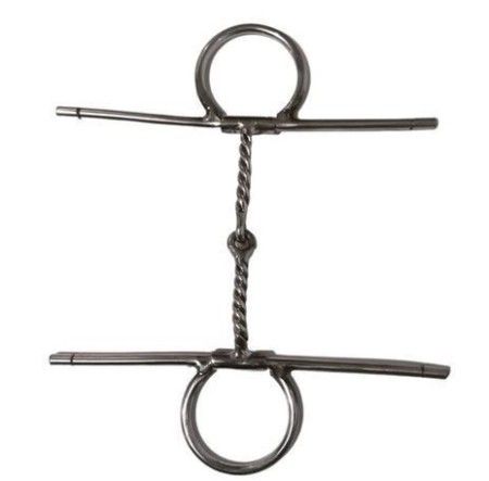 Bridão Freio Agulha Caneta com Bocal Torcido e Partido para Doma de Cavalos Equinos Éguas Muares