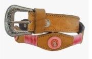 Cinto Feminino Country Rosa Em Couro Artesanal Mangalarga Havana