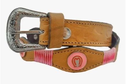 Cinto Feminino Country Rosa Em Couro Artesanal Mangalarga Havana