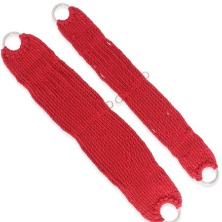 Barrigueira de Lã Trançada com Argolas para Cavalo - Vermelho