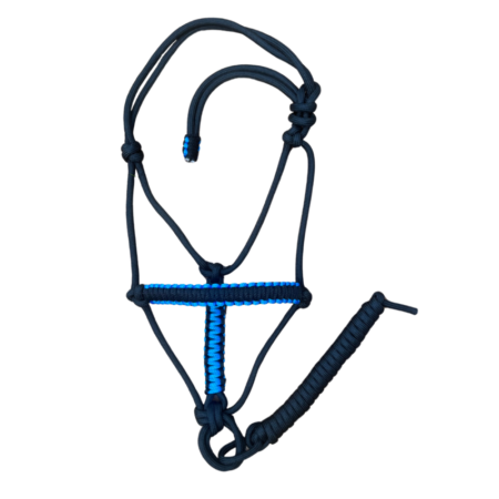 Cabresto 7 Nós Preto com Detalhe Azul (8mm)