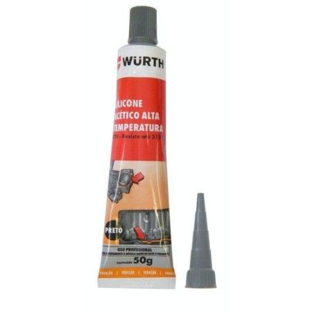 Silicone Acético para Alta Temperatura Preto 50g Embalagem com 12 Peças - Wurth - 0890325056 - Kit