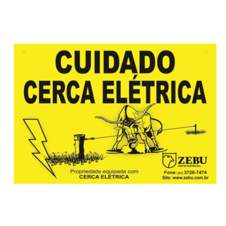 Placa Cuidado Cerca Elétrica ZEBU (10UN) - PCC004015-0
