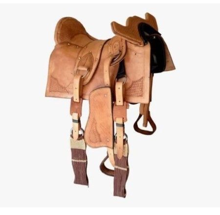 Arreio De Trabalho Em Couro Com Cabeça Campeiro 17 Polegadas