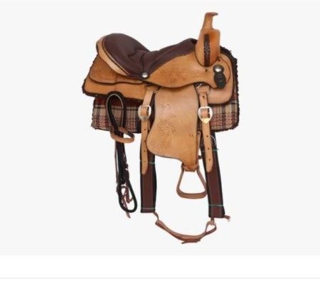 Sela Americana Quarto De Milha Em Couro Completa + Manta