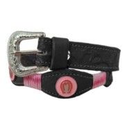 Cinto Feminino Country Infantil em Couro com Apliques Mangalarga - Preto