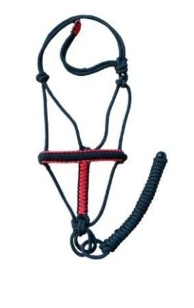 Cabresto 7 Nós Preto com Detalhe Vermelho (6mm)