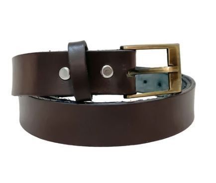 Cinto Social  de Couro Legítimo Básico Marrom com Fivela Metal Qualidade