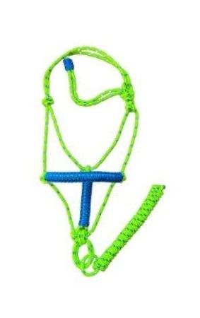 Cabresto 7 Nós Verde Fluorescente com Detalhe Azul (8mm)