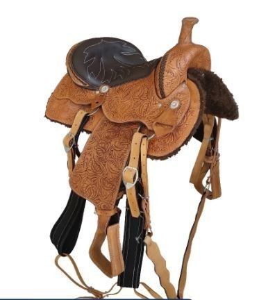 Sela Quarto de Milha Entalhada com Acessórios