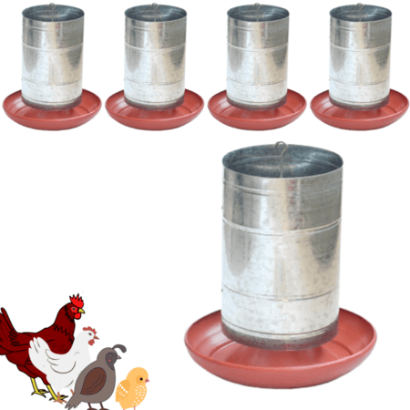 KIT: 05 COMEDOURO TUBULAR GALV. FUNDO PLAS 10KG