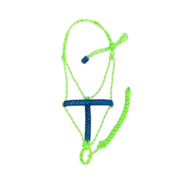 Cabresto 7 Nós Verde Fluorescente com Detalhe Azul (6mm)