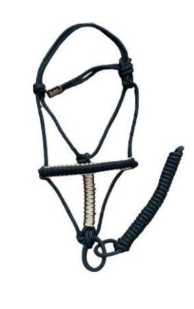 Cabresto 7 Nós Preto com Detalhe Bege (6mm)