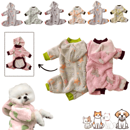 ROUPINHA MACACÃO PET COM CAPUZ - FLEECE 3D (EMB LIVRE)