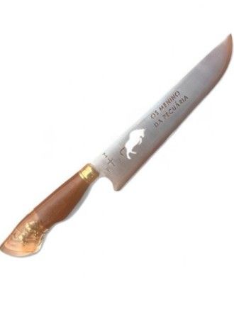 FACA CHURRASCO ESPIGA OCULTA  LÂMINA VAZADA - 10 - CABO PINGENTE TOURO