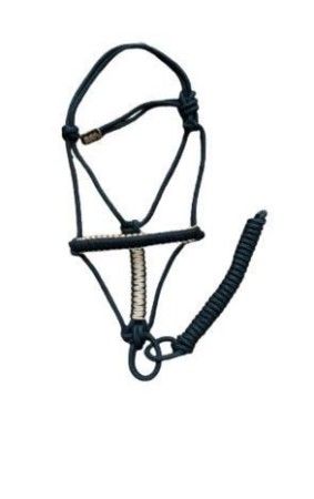 Cabresto 7 Nós Preto com Detalhe Bege (8mm)