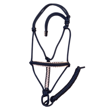 Cabresto 7 Nós Preto com Detalhe Bege (8mm)