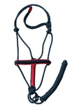 Cabresto 7 Nós Preto com Detalhe Vermelho (8mm)