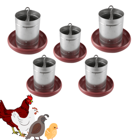 KIT: 05 COMEDOURO TUBULAR GALV. FUNDO PLAS 5KG