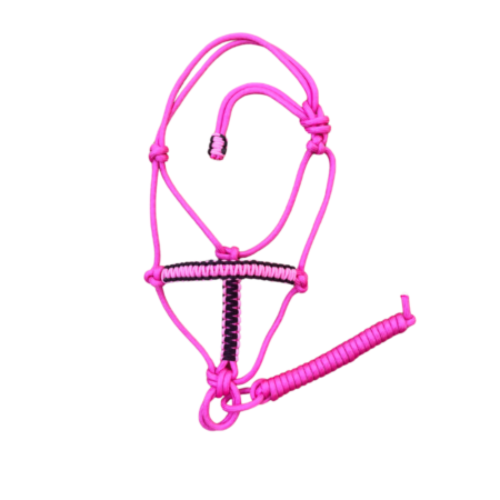 Cabresto 7 Nós Rosa com Detalhe Preto