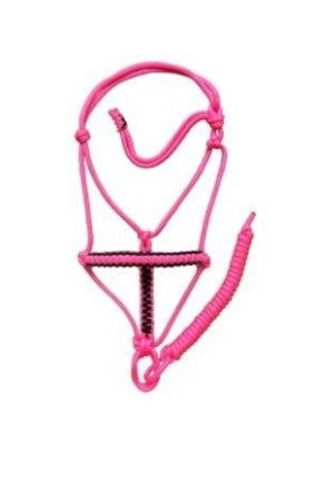 Cabresto 7 Nós Rosa Fluorescente com Detalhe Preto