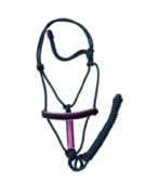 Cabresto 7 Nós Preto com Detalhe Rosa (8mm)