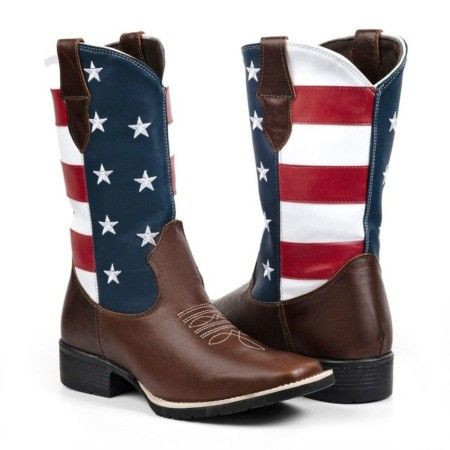 Bota Texana Masculina Em Couro Country Cowboy Rodeio Estados Unidos
