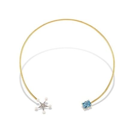 Star Necklace - Pérolas, diamantes e topázio