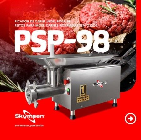 PSP98L T - MOEDOR DE CARNE BOCA INOX 98, COM PRÉ CORTADOR - 3 HP-CV 220 V