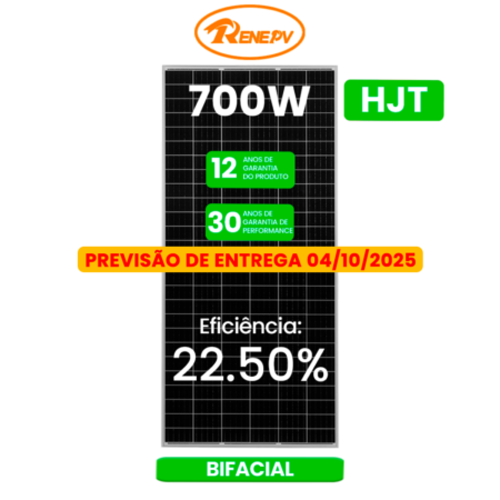 R$ 0,699/WP - PREVISÃO DE ENTREGA 04/10 - MODULO 700W RENEPV HJT BIFACIAL 33MM-MT
