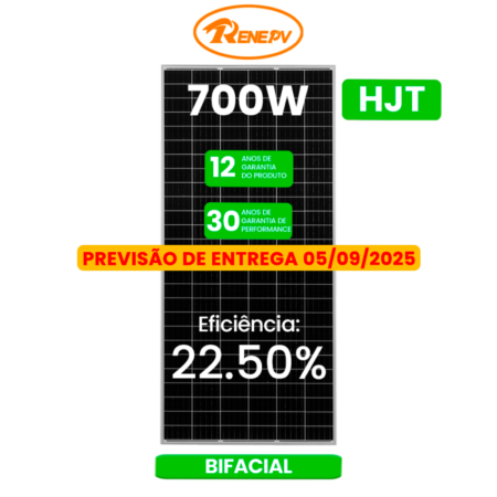 R$ 0,699/WP - PREVISÃO DE ENTREGA 05/09 - MODULO 700W RENEPV HJT BIFACIAL 33MM-GO