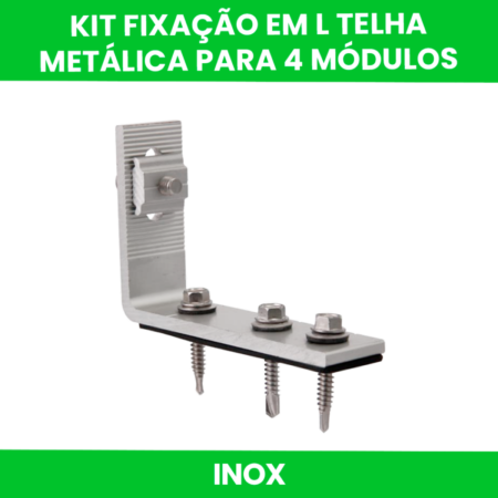 KIT FIXAÇAÕ EM L TELHA METALICA PARA 4 MODULOS FOTOVOLTAICO