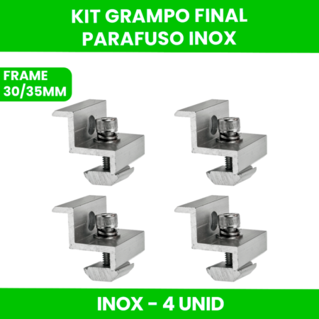 KIT FIXAÇÃO GRAMPO FINAL FRAME 30/35MM PARAFUSOS INOX COM 4 UNIDADES