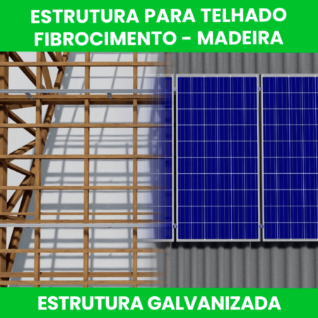 ACESSÓRIOS FIXAÇÃO TELHA FIBROCIMENTO/MADEIRA PARAFUSO M10X250 PARA 4 MÓDULOS