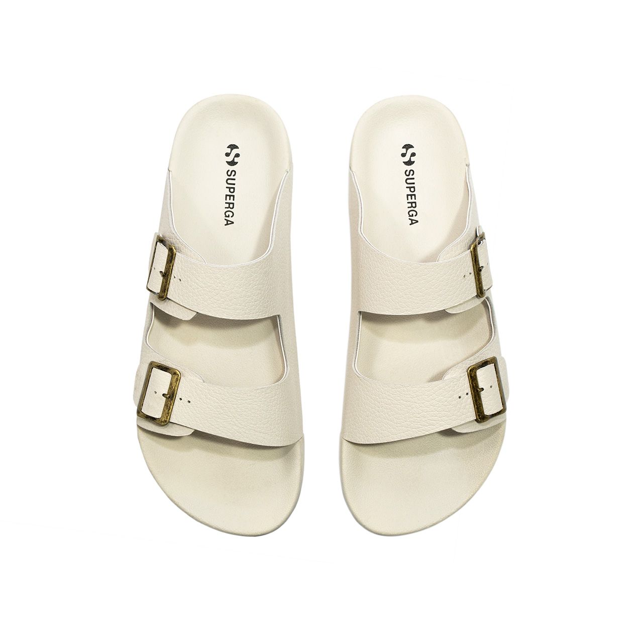 1909 SLIDES DOUBLE BANDS LEATHER OFF WHITE 35/36 Superga