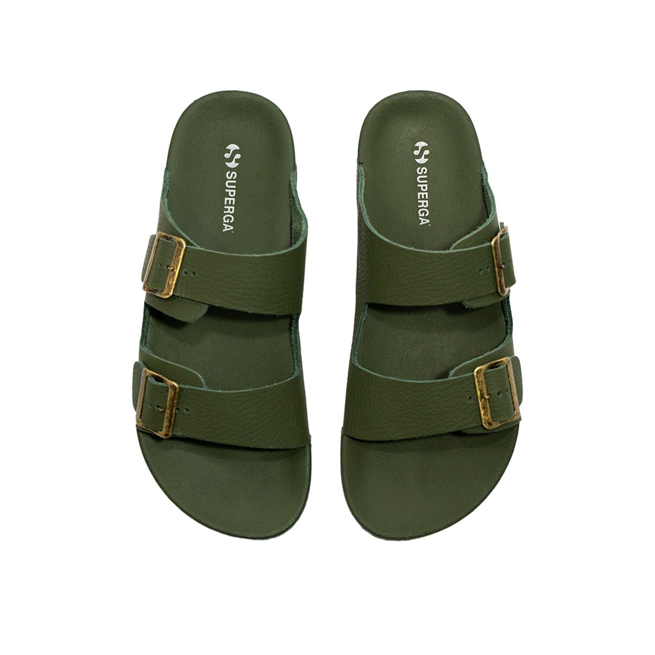 1909 SLIDES DOUBLE BANDS LEATHER MILITARY 35/36 Superga