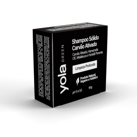 Shampoo Sólido (60g) com Carvão Ativado, Hortelã e Tea Tree